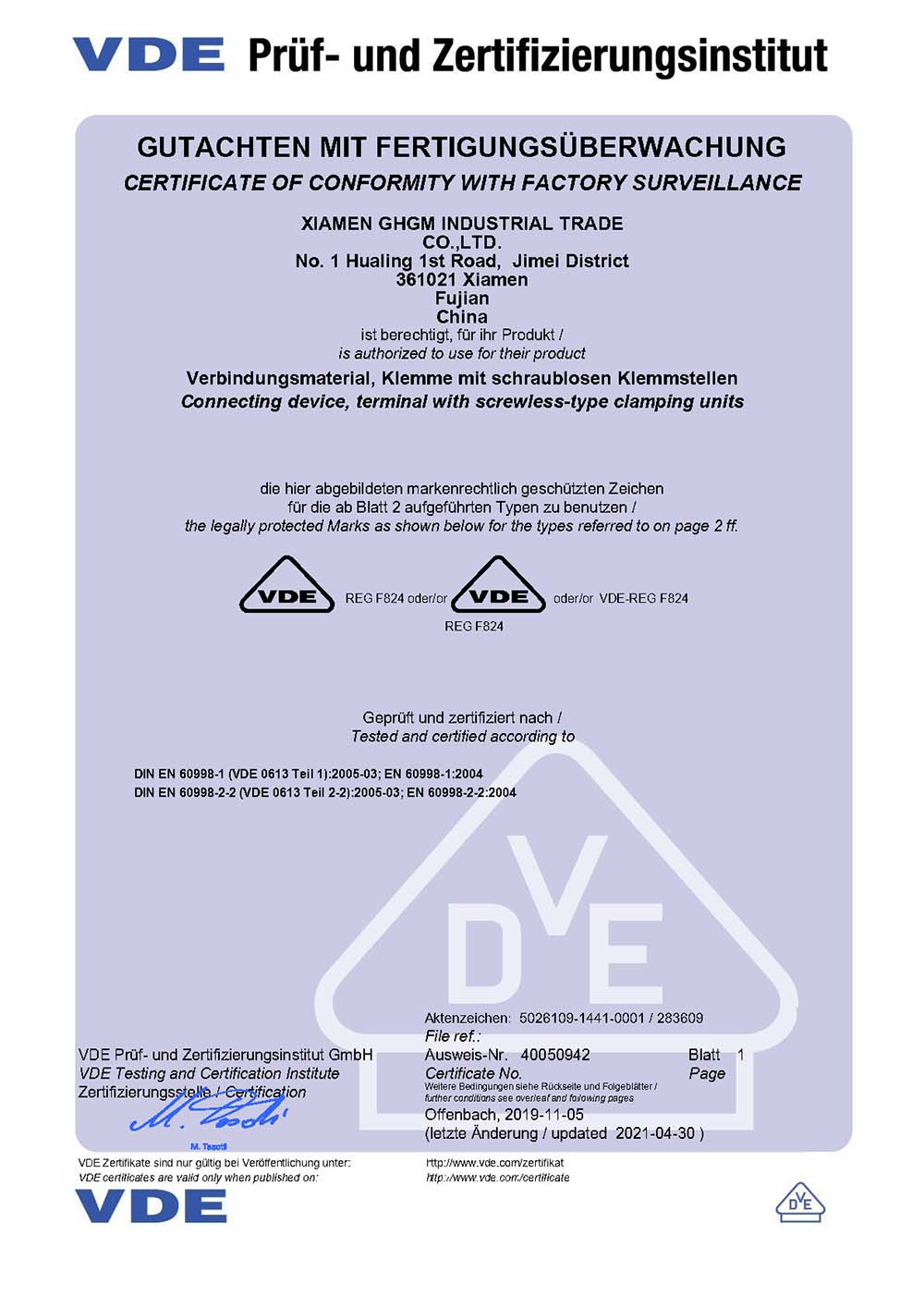 VDE-Zertifikat